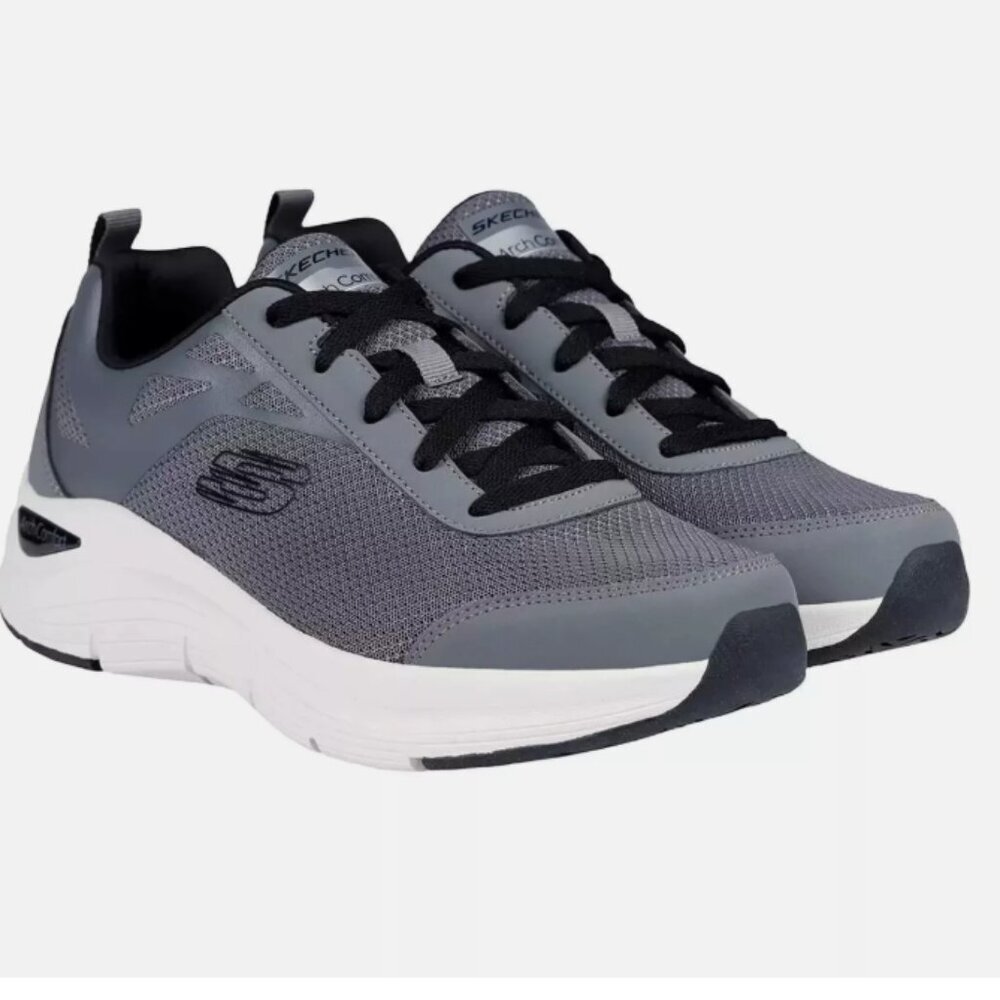Skechers Men's Arch Comfort Memory Foam Breathable Running Walking Sneaker Gray